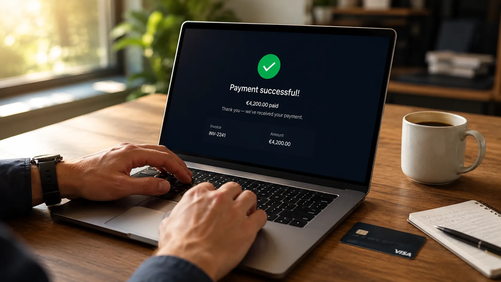 Enllaç de pagament de Stripe en un recordatori de Flovanta